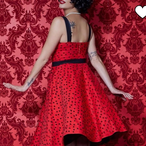 Rebel Love Red Dress with Floral Sheer Overlay - Picture 2 of 8